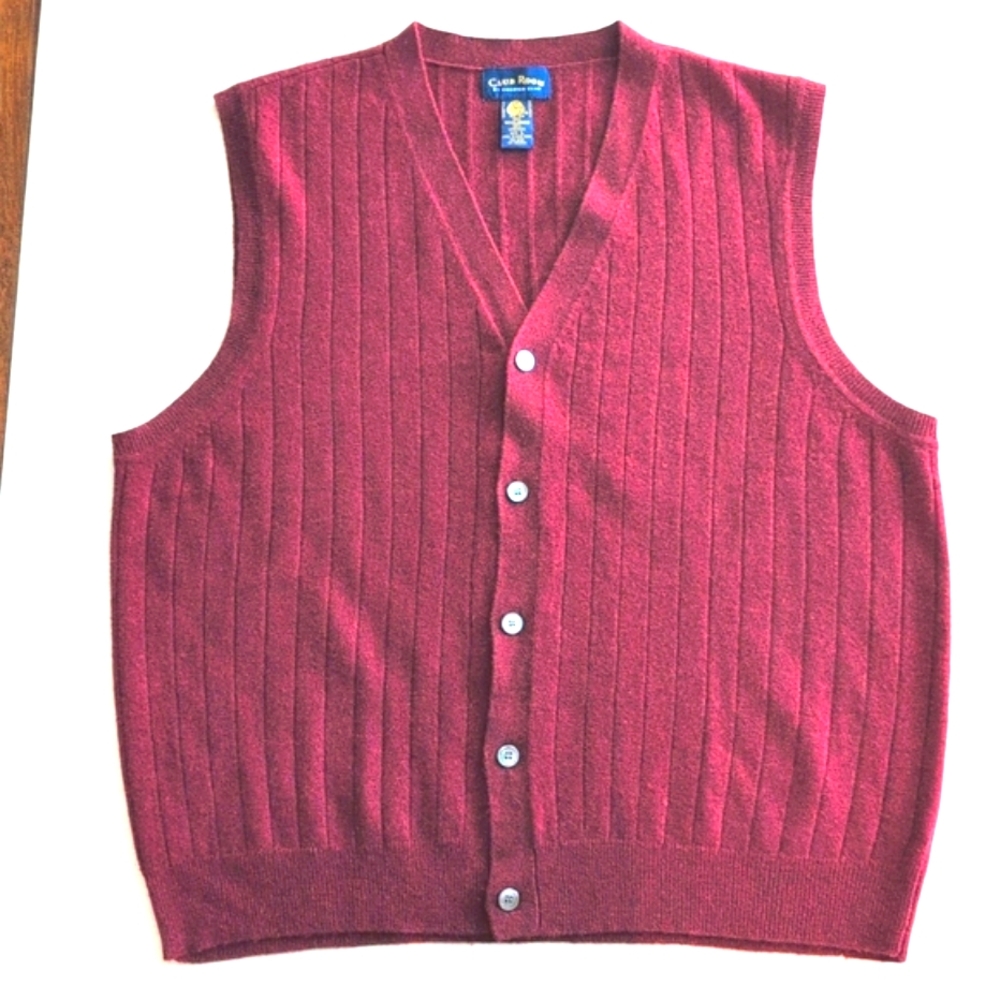 Vintage Lambswool cardigan sweater vest. Large. Club Room by Charter Club